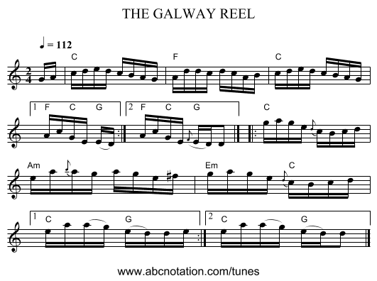 THE GALWAY REEL - staff notation