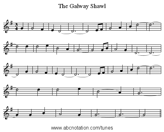 The Galway Shawl - staff notation