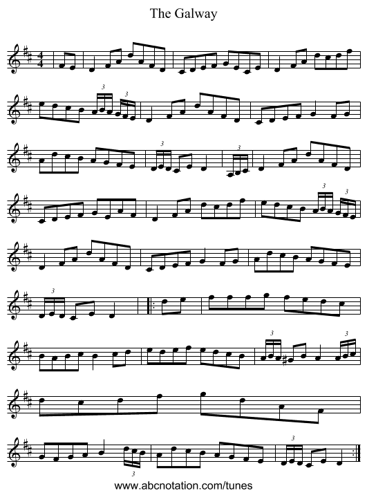 The Galway - staff notation