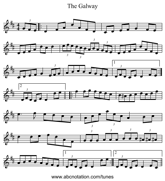 The Galway - staff notation
