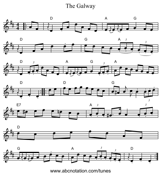 The Galway - staff notation