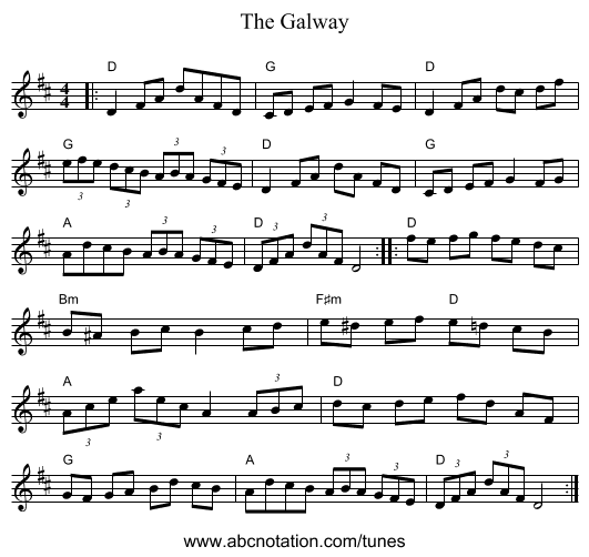 The Galway - staff notation
