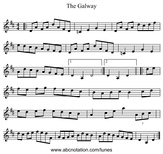 The Galway - staff notation