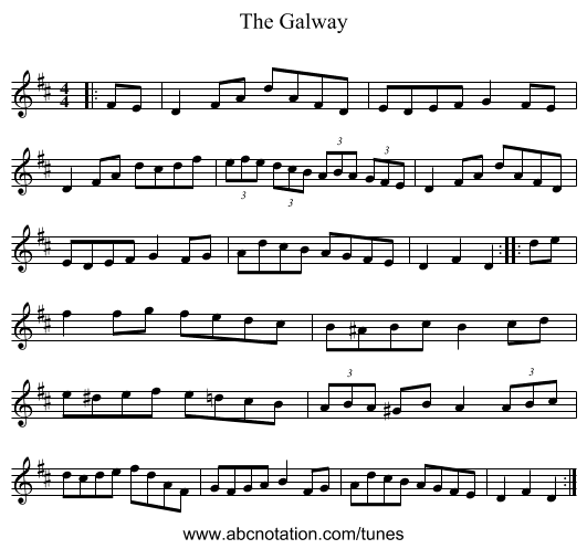 The Galway - staff notation