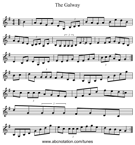 The Galway - staff notation