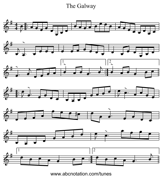 The Galway - staff notation