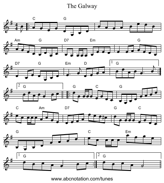 The Galway - staff notation