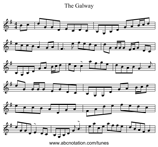 The Galway - staff notation