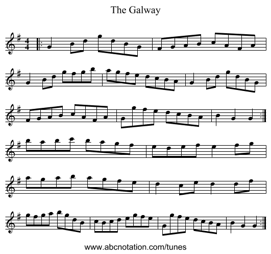 The Galway - staff notation