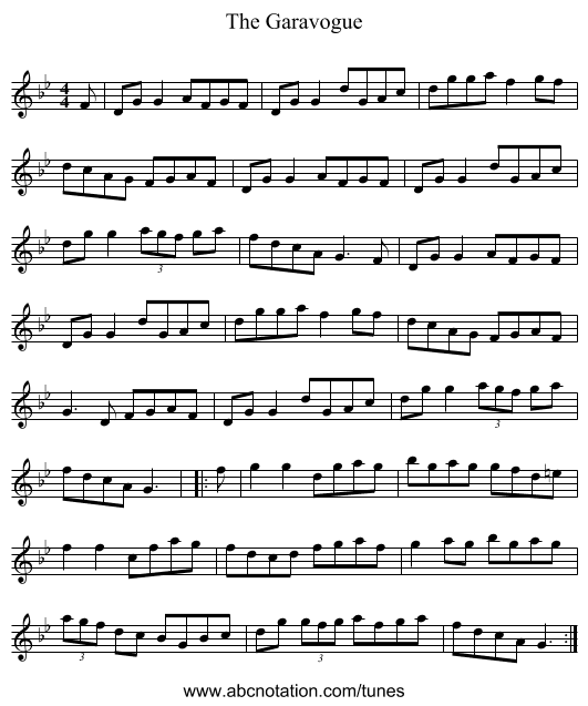 The Garavogue - staff notation