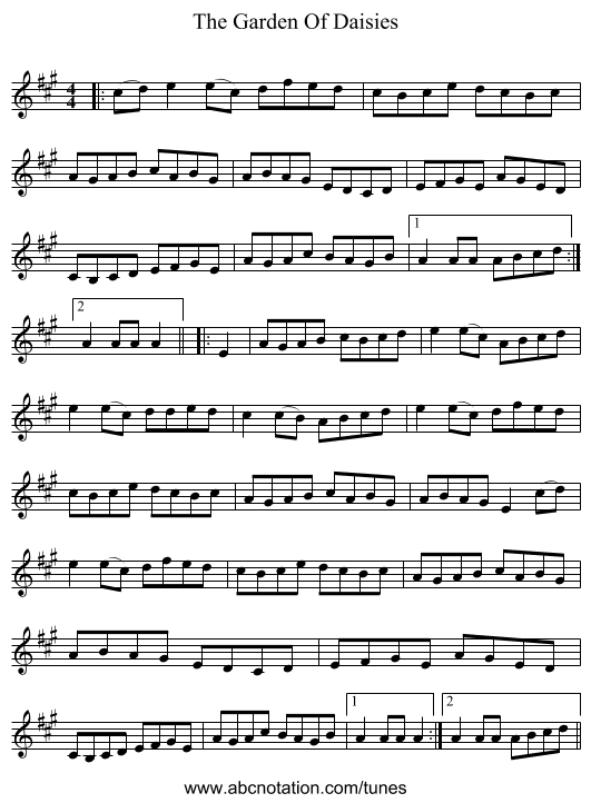 The Garden Of Daisies - staff notation