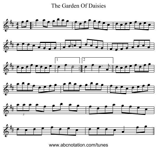 The Garden Of Daisies - staff notation
