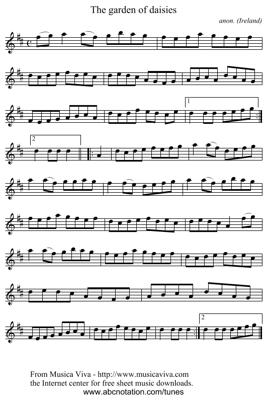 The garden of daisies - staff notation