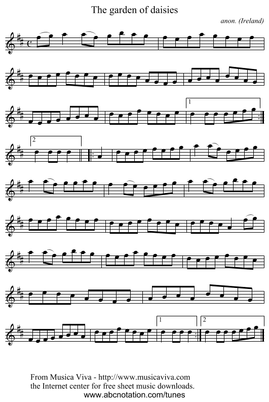 The garden of daisies - staff notation