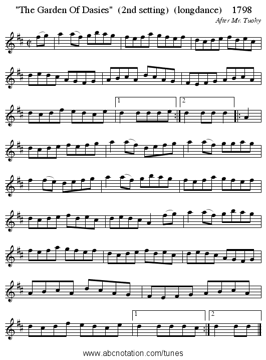 The Garden Of Dasies  (2nd setting)  (longdance)    1798 - staff notation