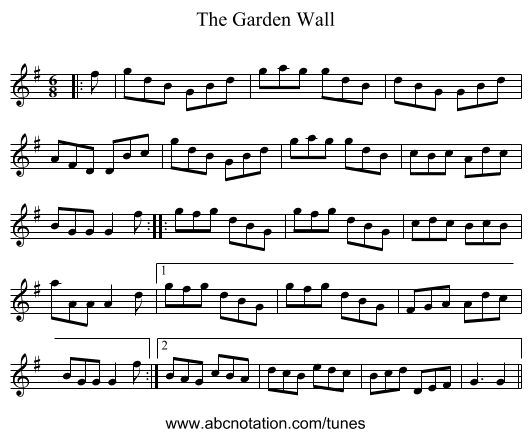 The Garden Wall - staff notation