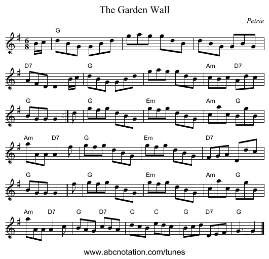 The Garden Wall - staff notation