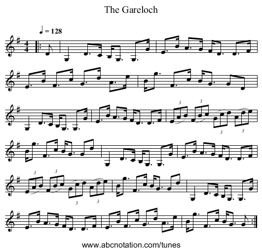 The Gareloch - staff notation