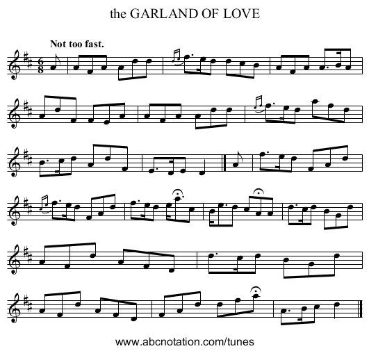 the GARLAND OF LOVE - staff notation