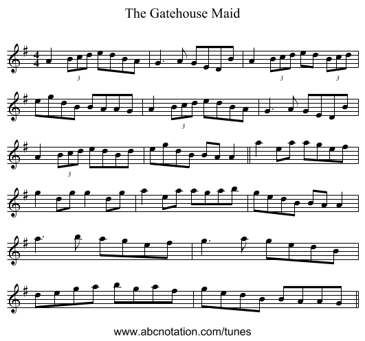 The Gatehouse Maid - staff notation