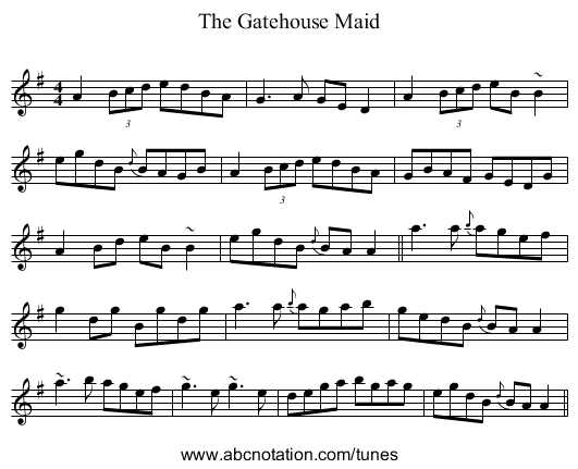 The Gatehouse Maid - staff notation