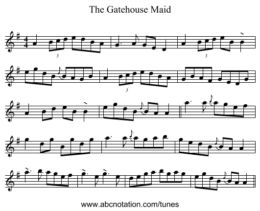 The Gatehouse Maid - staff notation