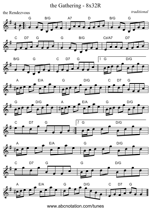 the Gathering - 8x32R - staff notation