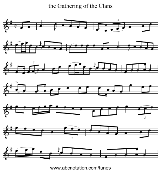 the Gathering of the Clans - staff notation