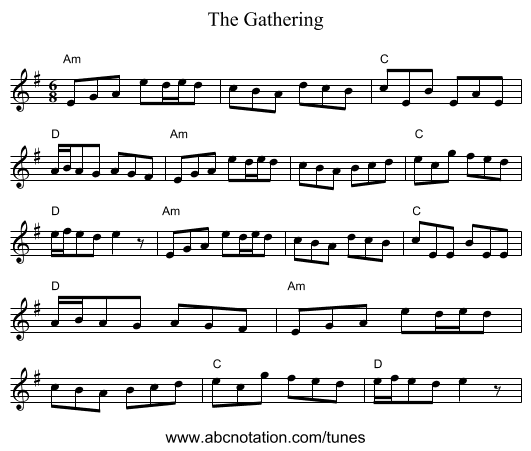 The Gathering - staff notation