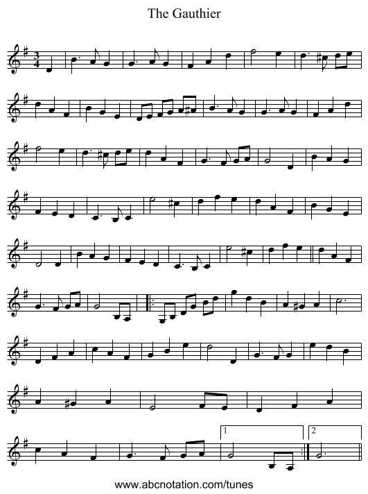 The Gauthier - staff notation