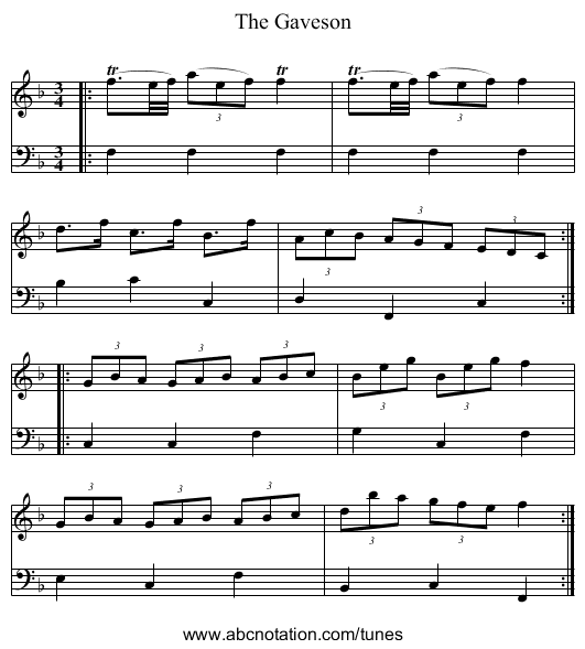 The Gaveson - staff notation