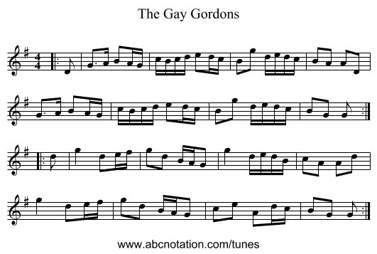 The Gay Gordons - staff notation