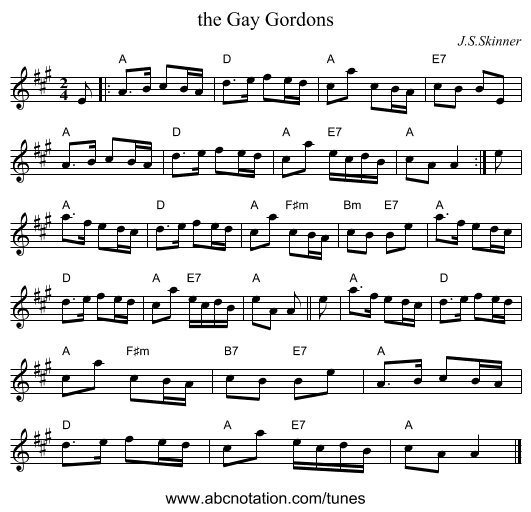 the Gay Gordons - staff notation