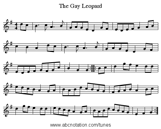 The Gay Leopard - staff notation