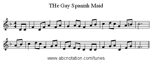 THe Gay Spanish Maid - staff notation