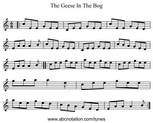 The Geese In The Bog - staff notation