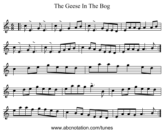The Geese In The Bog - staff notation