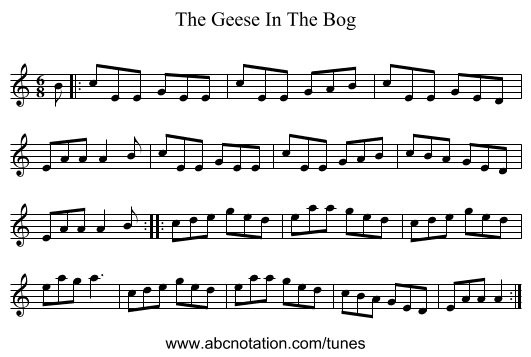 The Geese In The Bog - staff notation