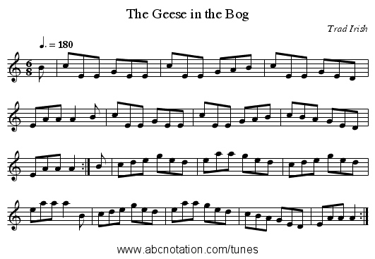 The Geese in the Bog - staff notation
