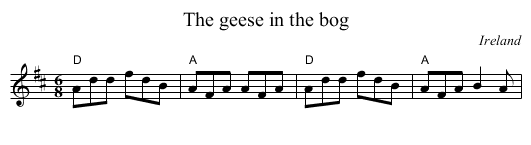 The geese in the bog - staff notation