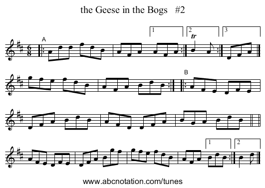 the Geese in the Bogs #2 - staff notation