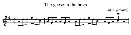 The geese in the bogs - staff notation