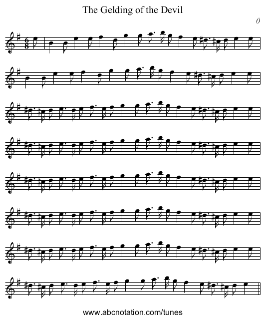 The Gelding of the Devil - staff notation