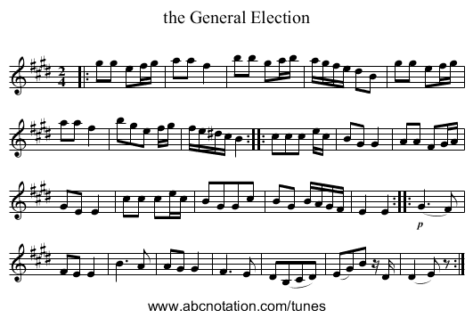 the General Election - staff notation