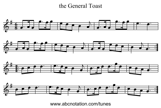 the General Toast - staff notation