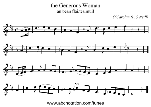 the Generous Woman - staff notation