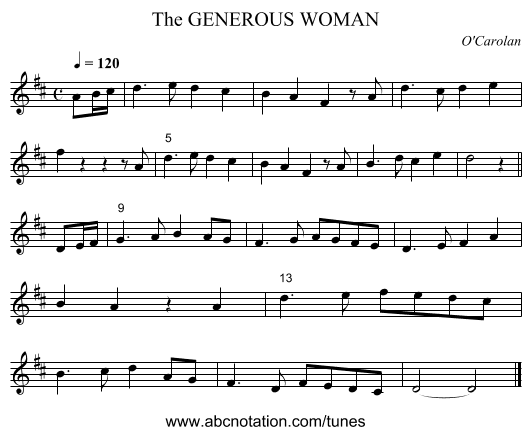 The GENEROUS WOMAN - staff notation