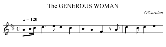 The GENEROUS WOMAN - staff notation
