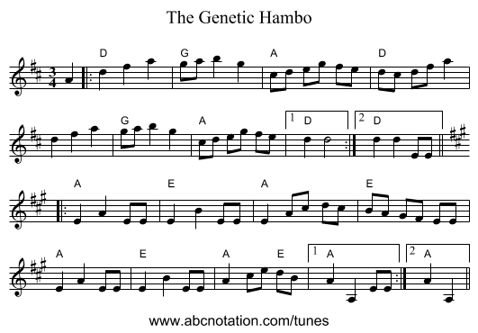 The Genetic Hambo - staff notation