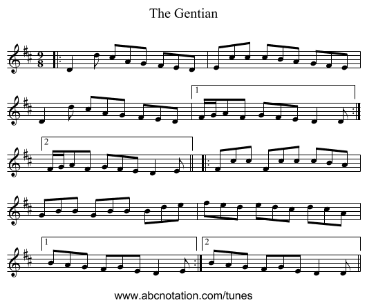 The Gentian - staff notation